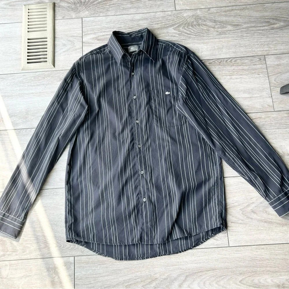 Lacoste Striped Black Button Down  Shirt - Picture 3 of 15
